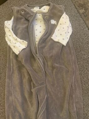 Carter's Taupe Plush Sleep Sack with White Star-Sleeves